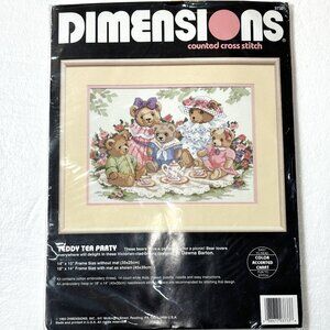 Dimensions Counted Cross Stitch Teddy Tea Party NWT